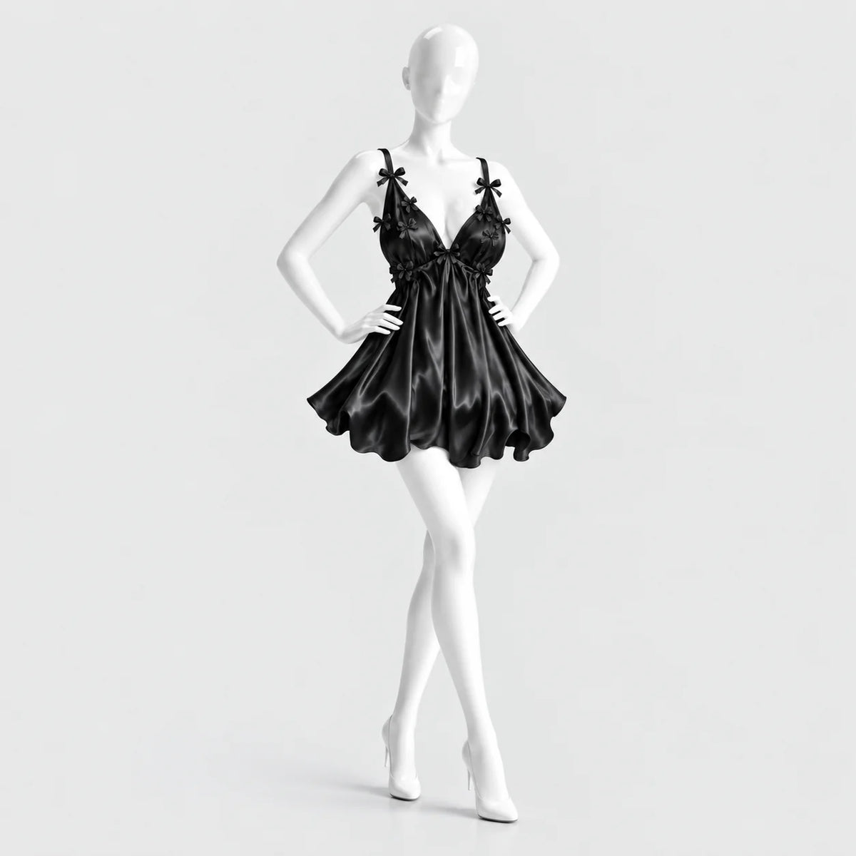 Bow Detail Satin Slip Dress