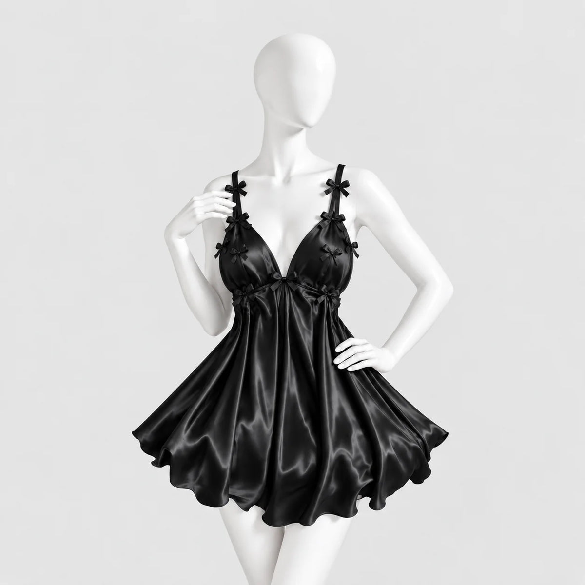 Bow Detail Satin Slip Dress
