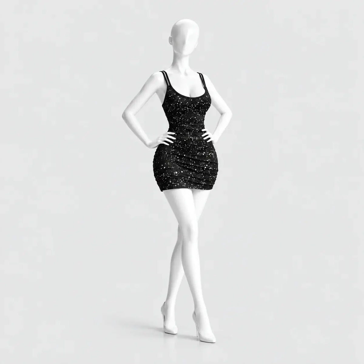 Glitter mini dress with a lace butterfly back