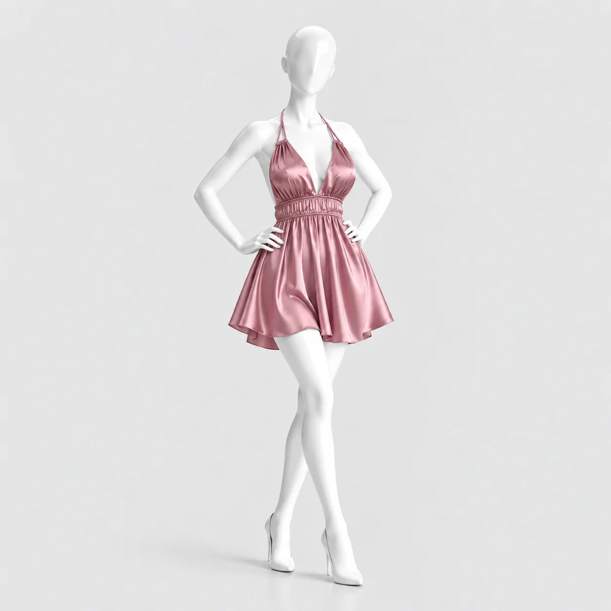 Satin Halter Mini Dress