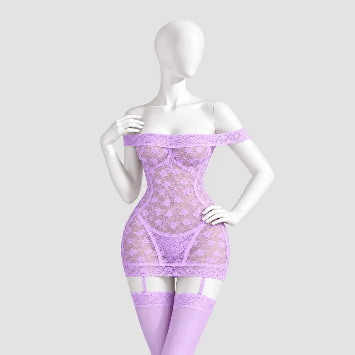 Off-Shoulder Lace Chemise
