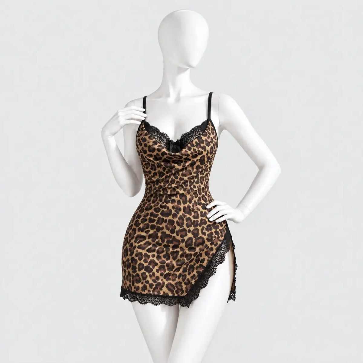 Leopard Satin Slip Dress