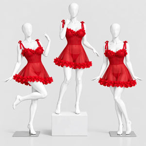 Floral Mesh Babydoll with Tie Straps