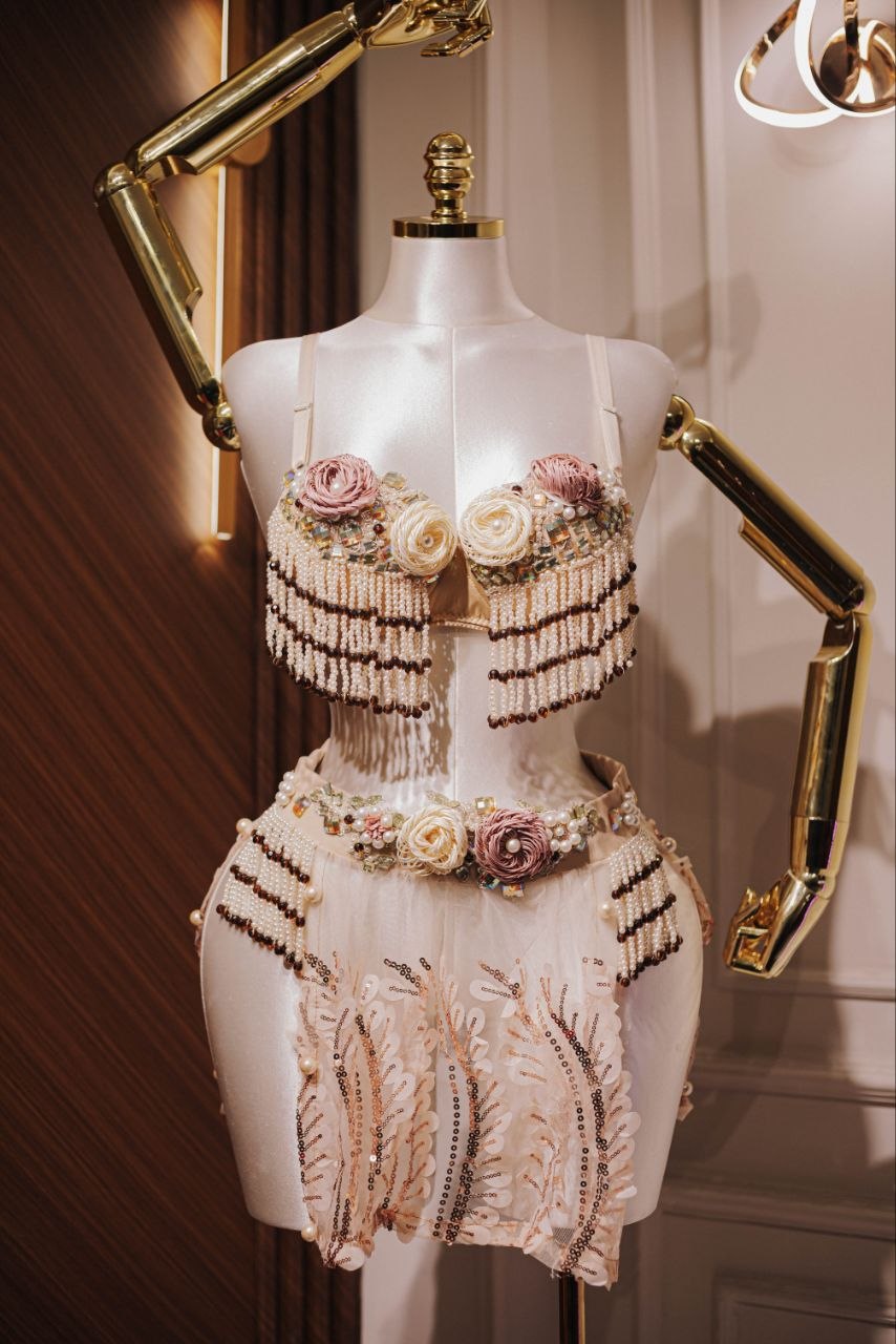Handmade belly dance costume ( Rose gold)