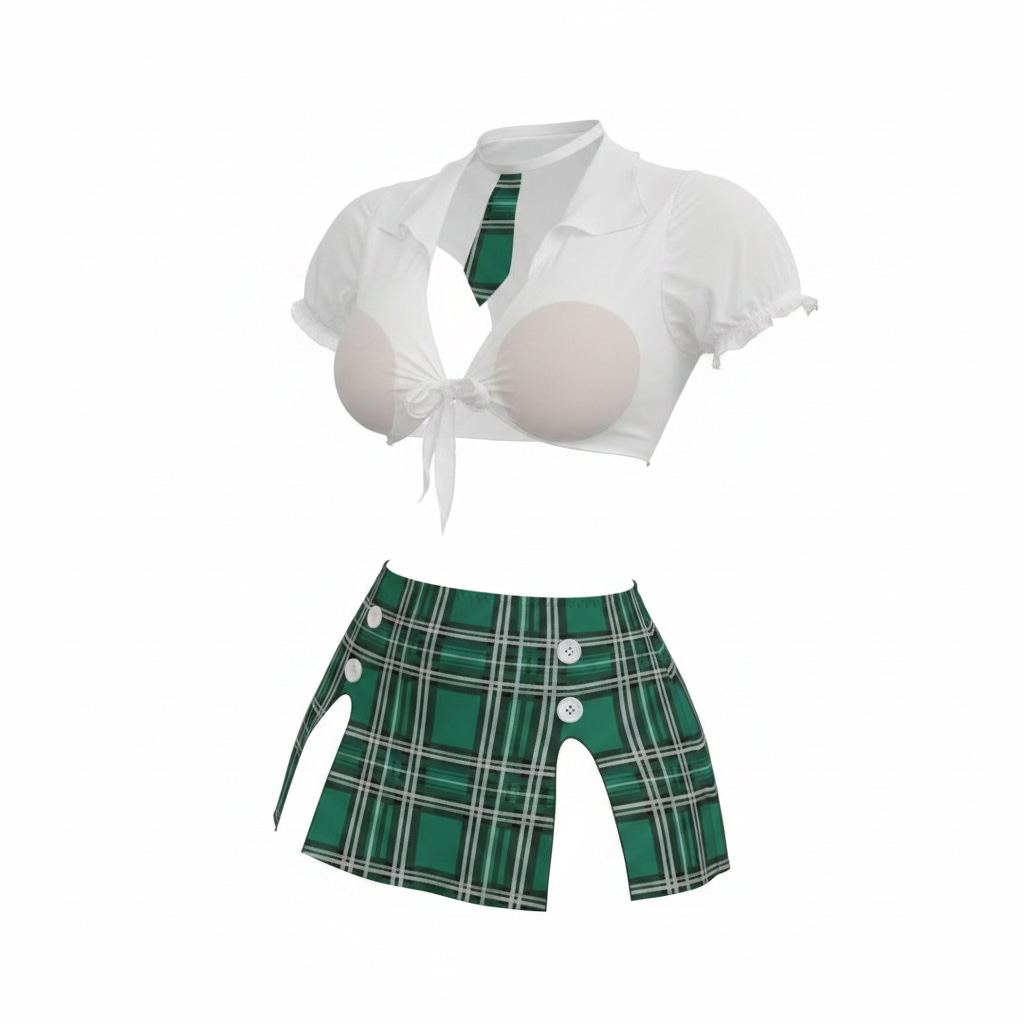 Tie-Front Crop Top & Plaid Skirt Costume