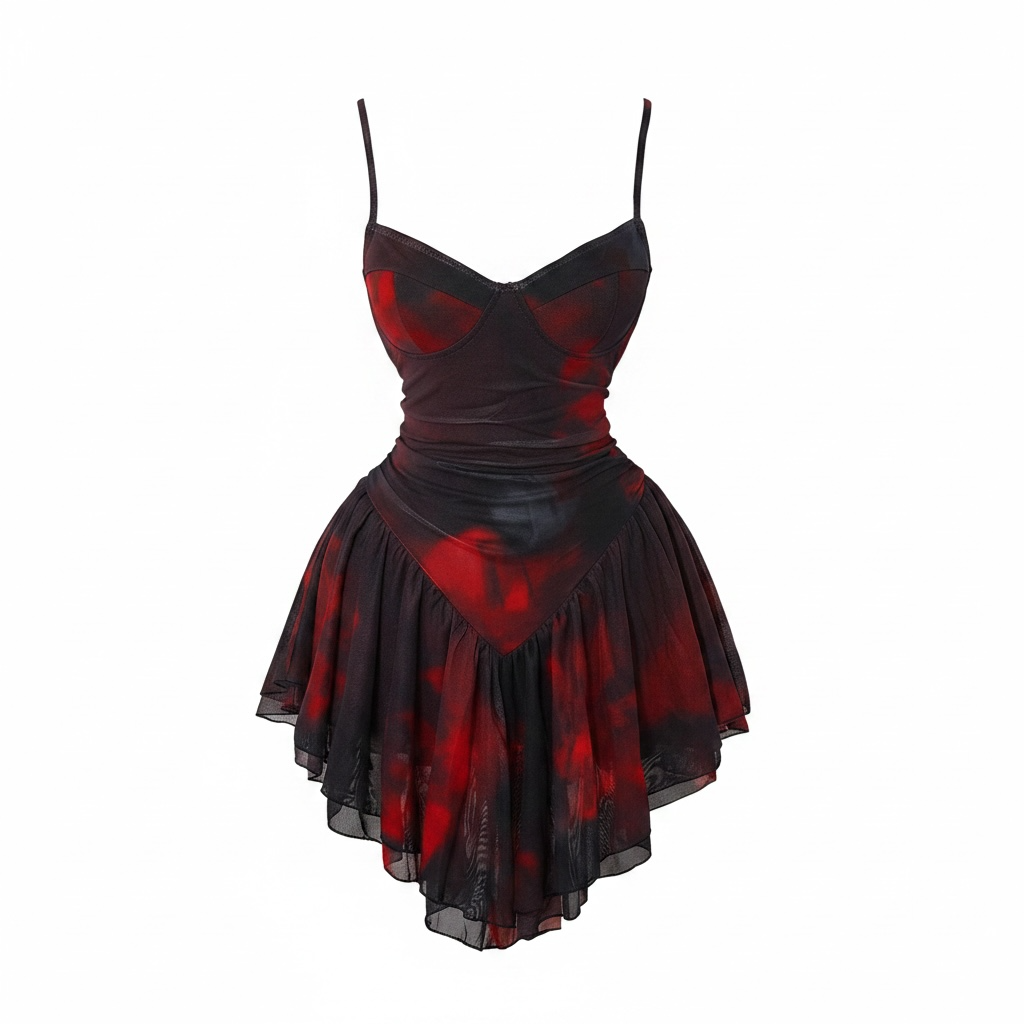 Mesh Flared Babydoll Lingerie Dress