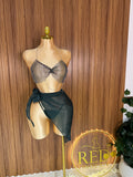 Rhinestone Cut-Out Dress with Chains