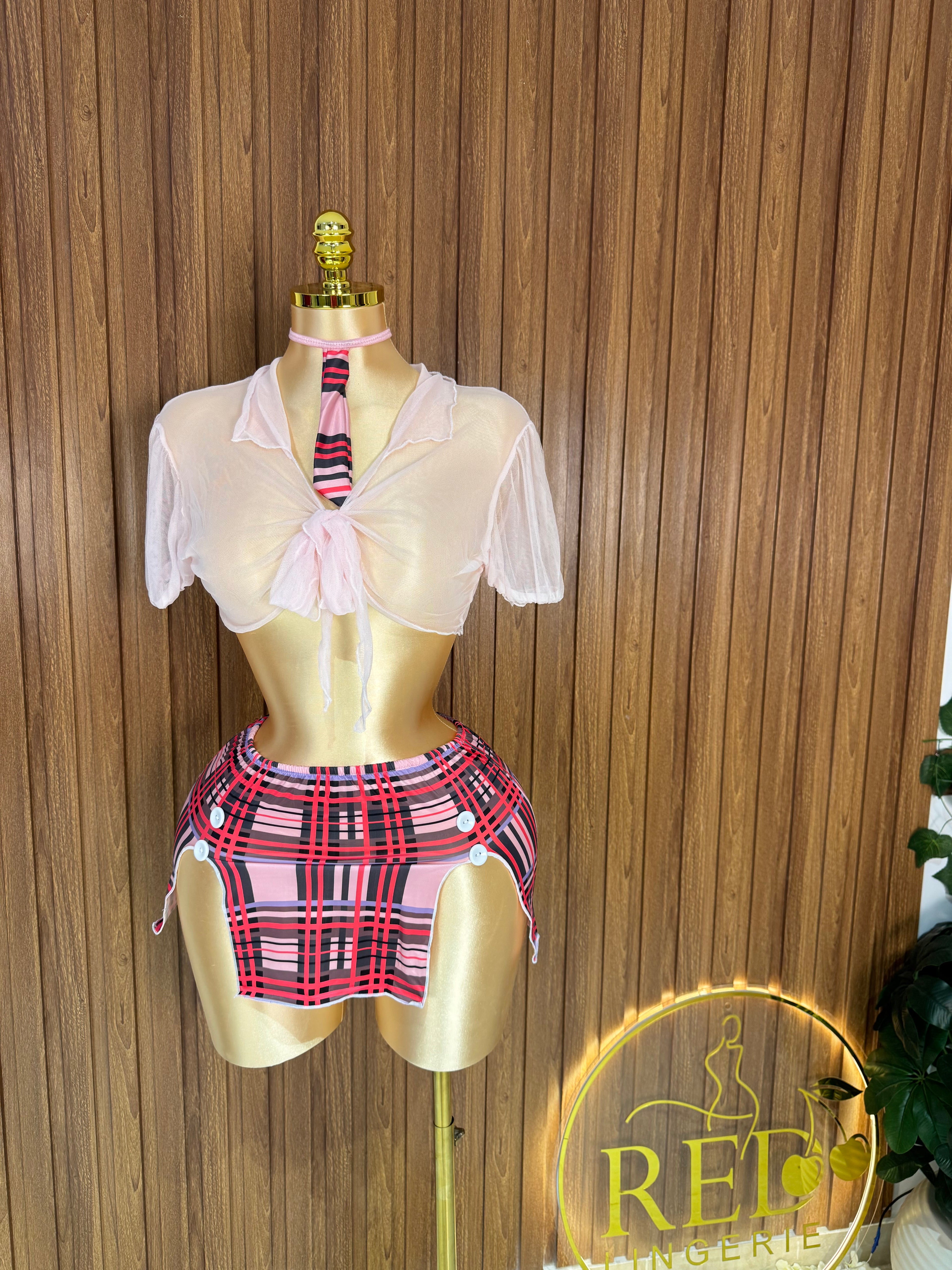 Tie-Front Crop Top & Plaid Skirt Costume