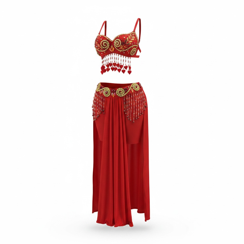 Handmade belly dance costume (RED)