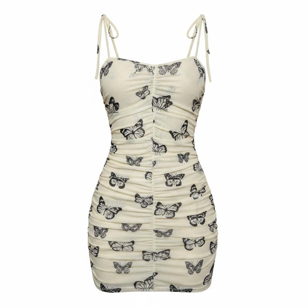 Butterfly Print Bodycon Mini Dress