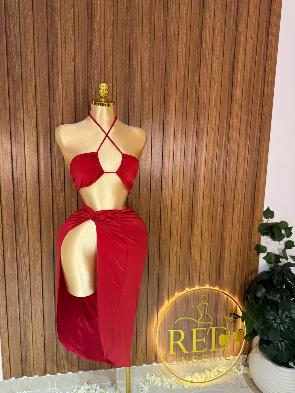 Halter Top & Ruched Skirt Set