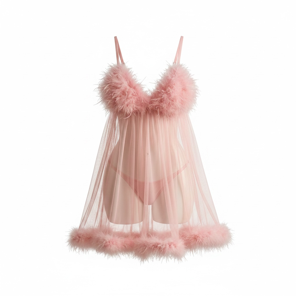 Fur-Trimmed Lingerie Babydoll
