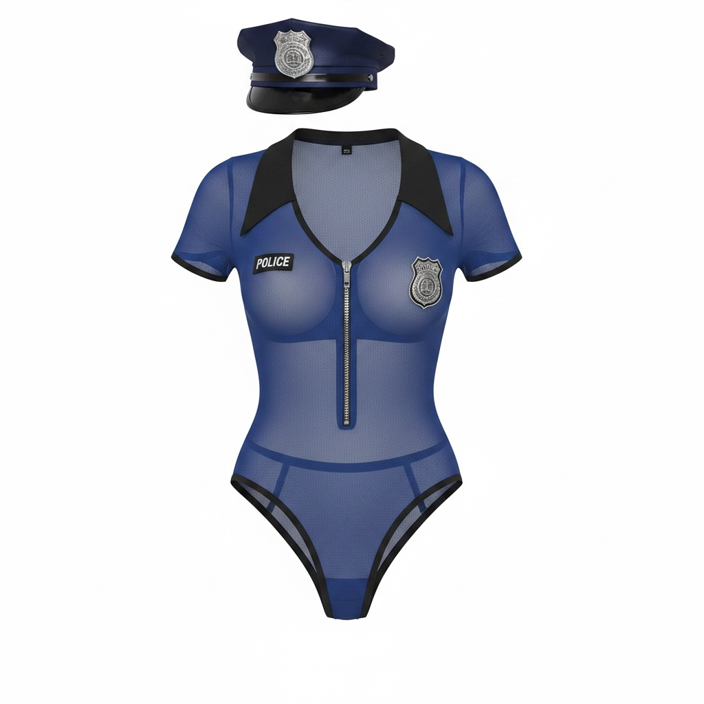 Police Bodysuit Costume with stockings