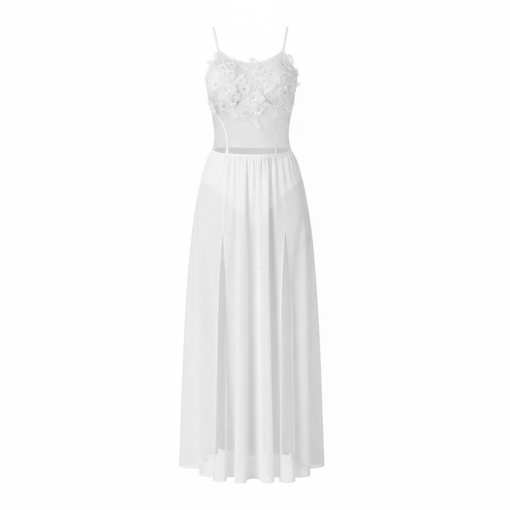 Double-Slit Lace & Chiffon Babydoll