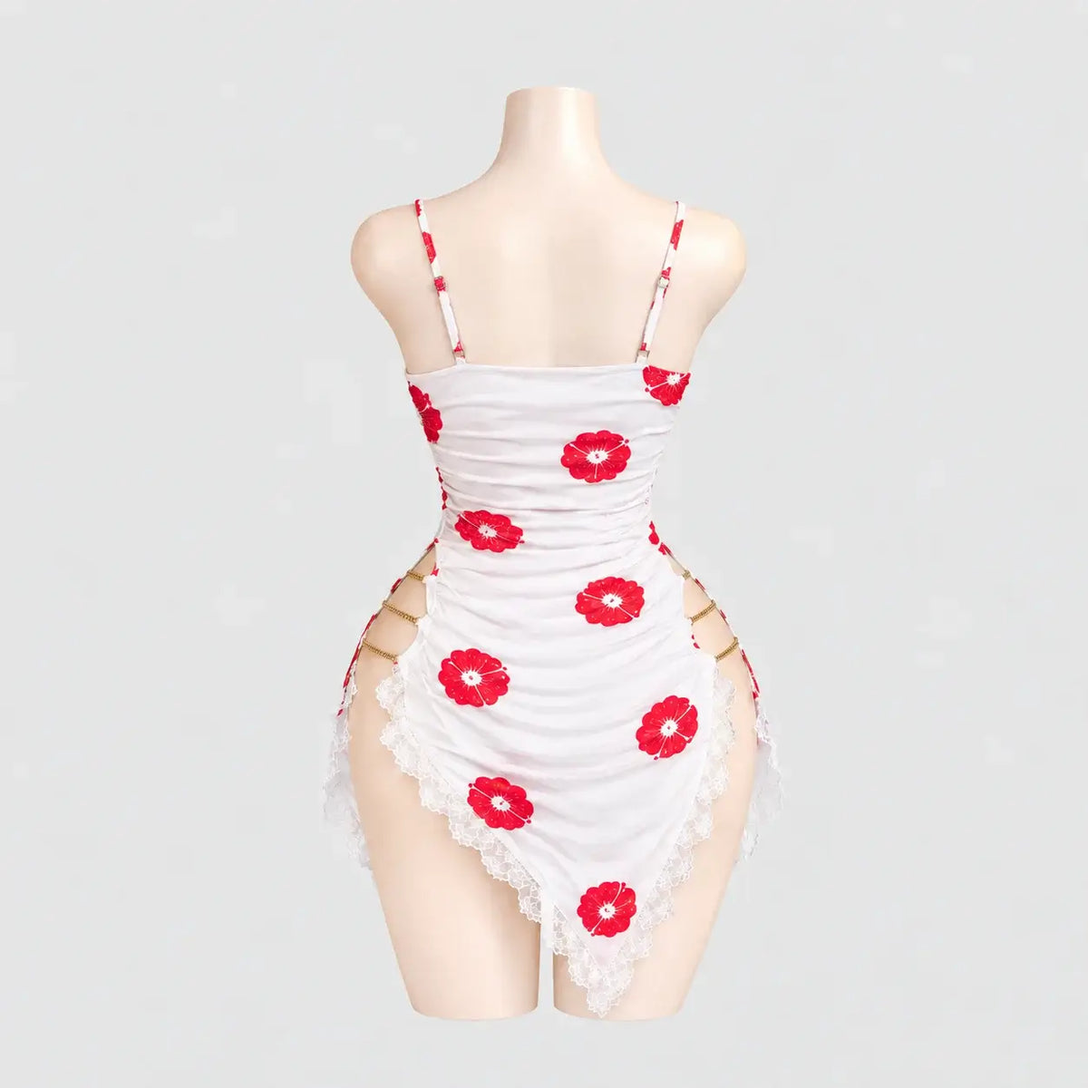 Kiss Print Lace Cut-Out Chemise