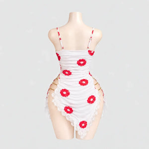 Kiss Print Lace Cut-Out Chemise