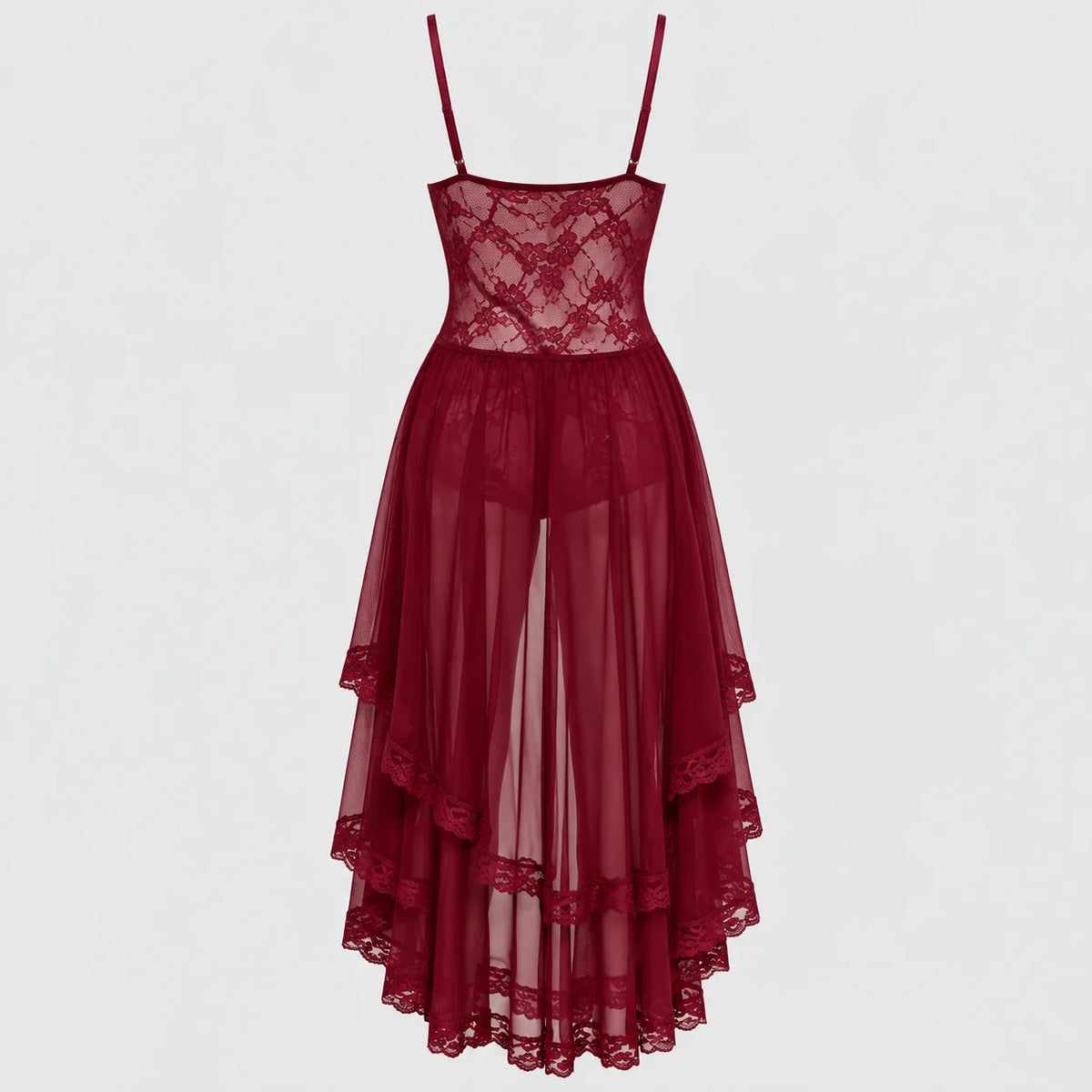 Burgundy Lace Bodysuit Set