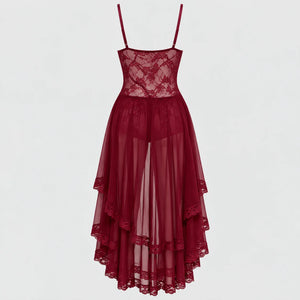 Burgundy Lace Bodysuit Set