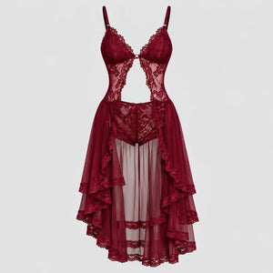 Burgundy Lace Bodysuit Set