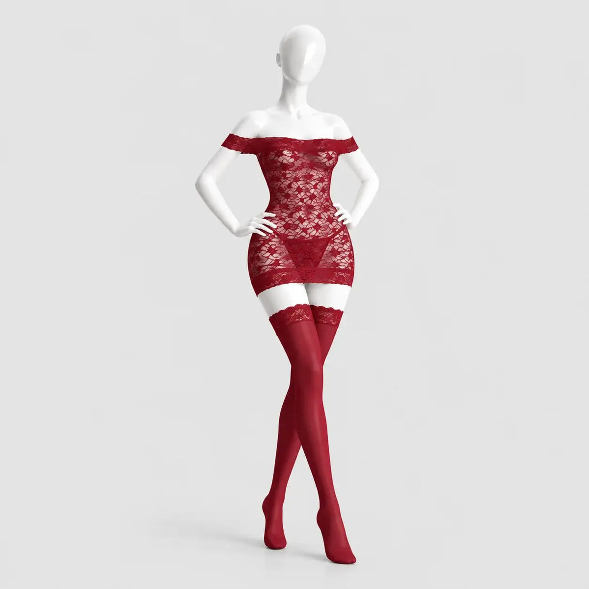 Off-Shoulder Lace Chemise