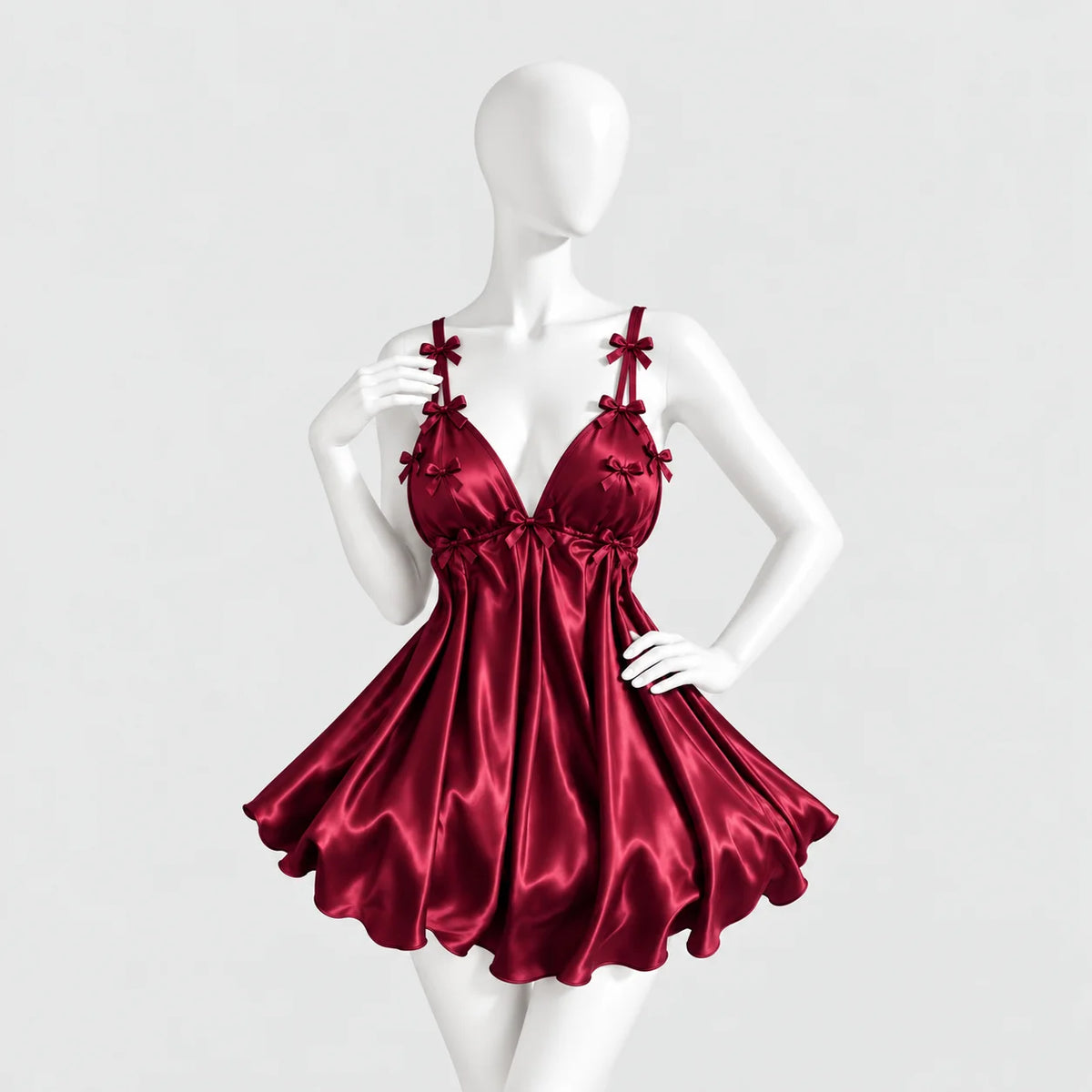 Bow Detail Satin Slip Dress