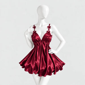 Bow Detail Satin Slip Dress