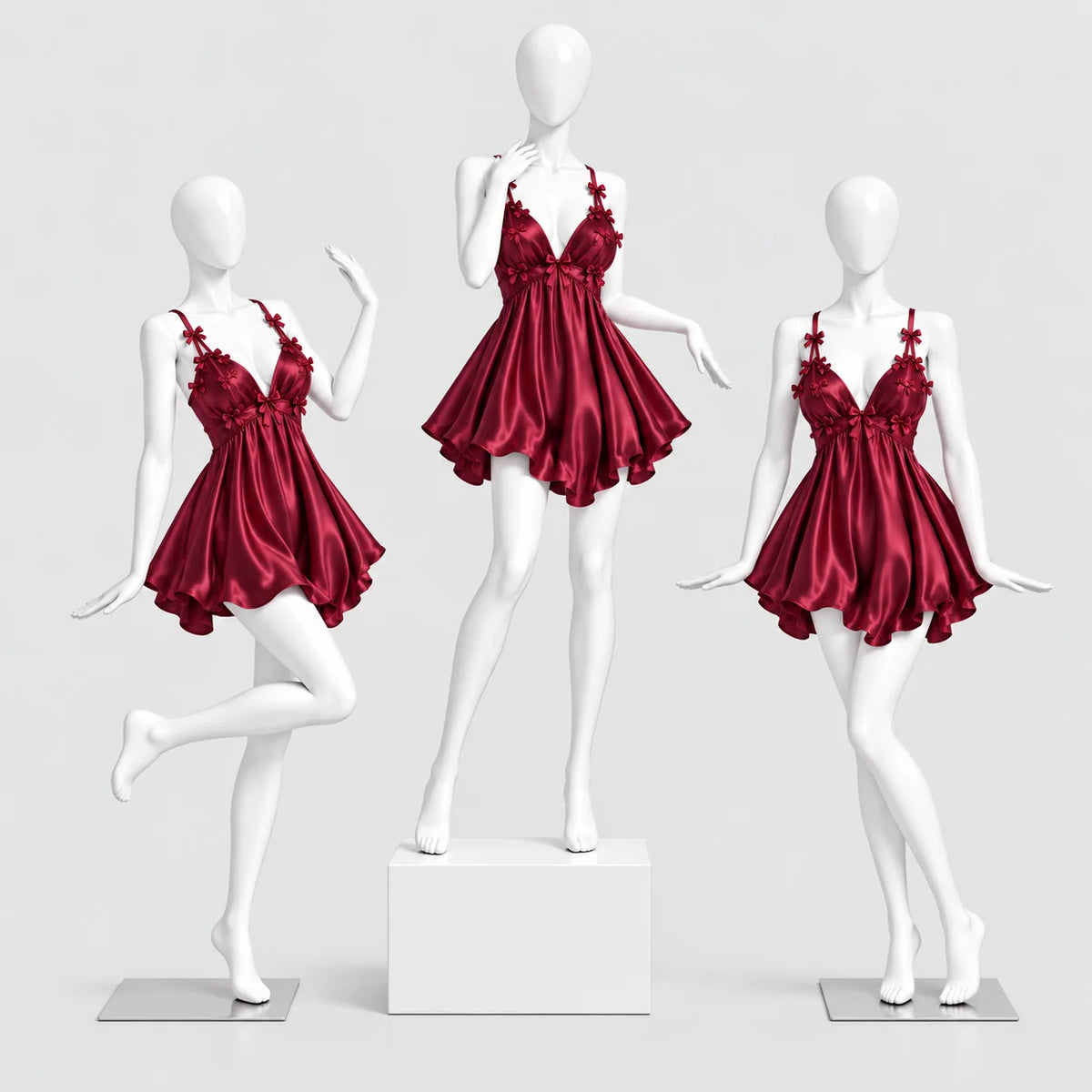 Bow Detail Satin Slip Dress