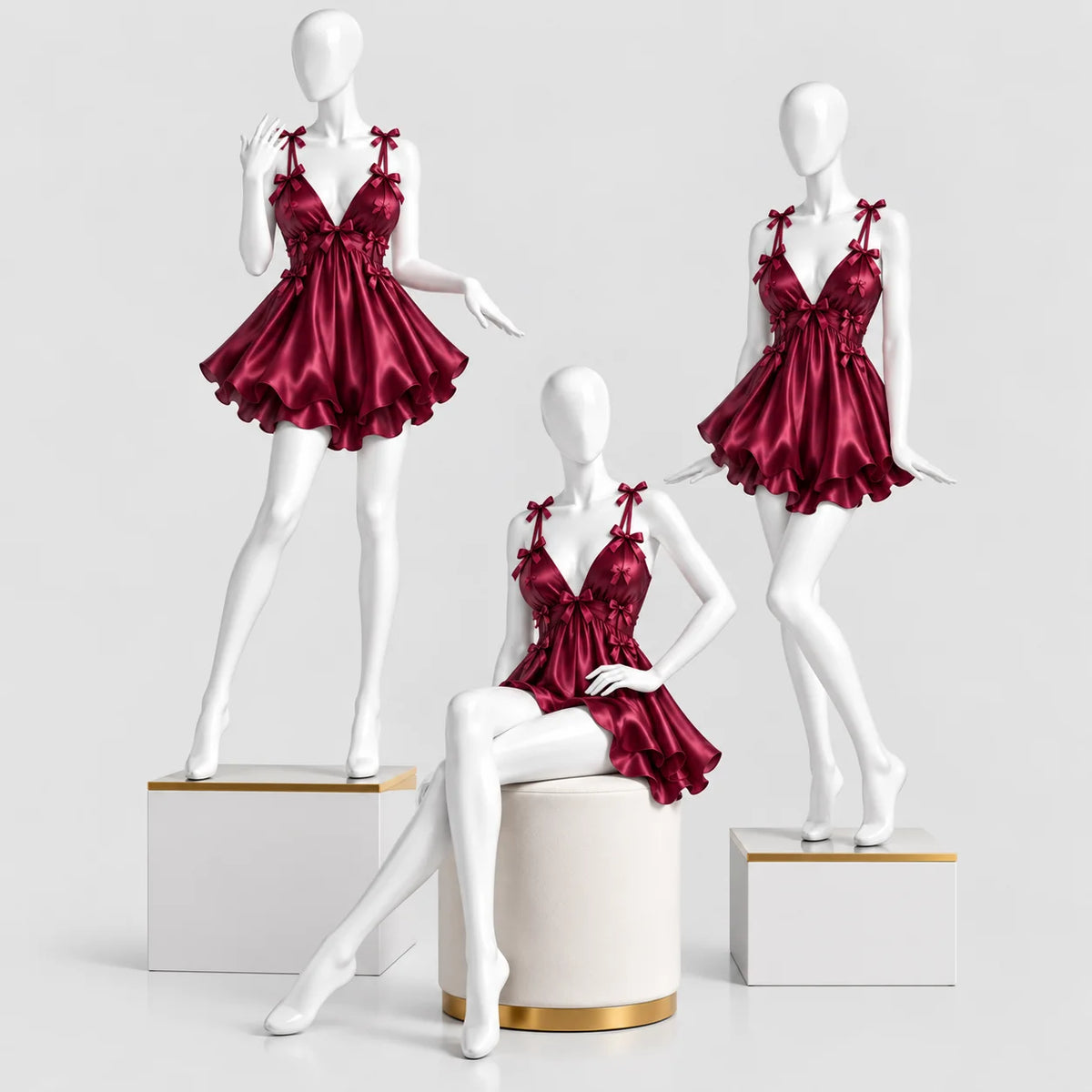 Bow Detail Satin Slip Dress