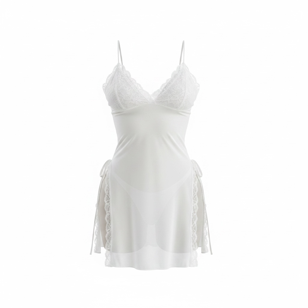 V-Neck Side-Tie Lingerie Mini Dress