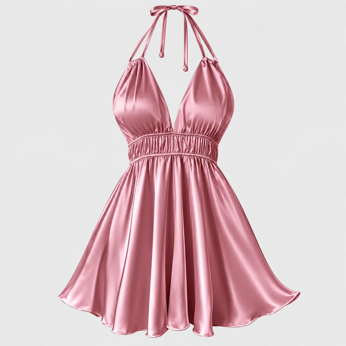 Satin Halter Mini Dress
