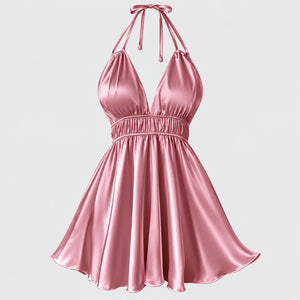Satin Halter Mini Dress