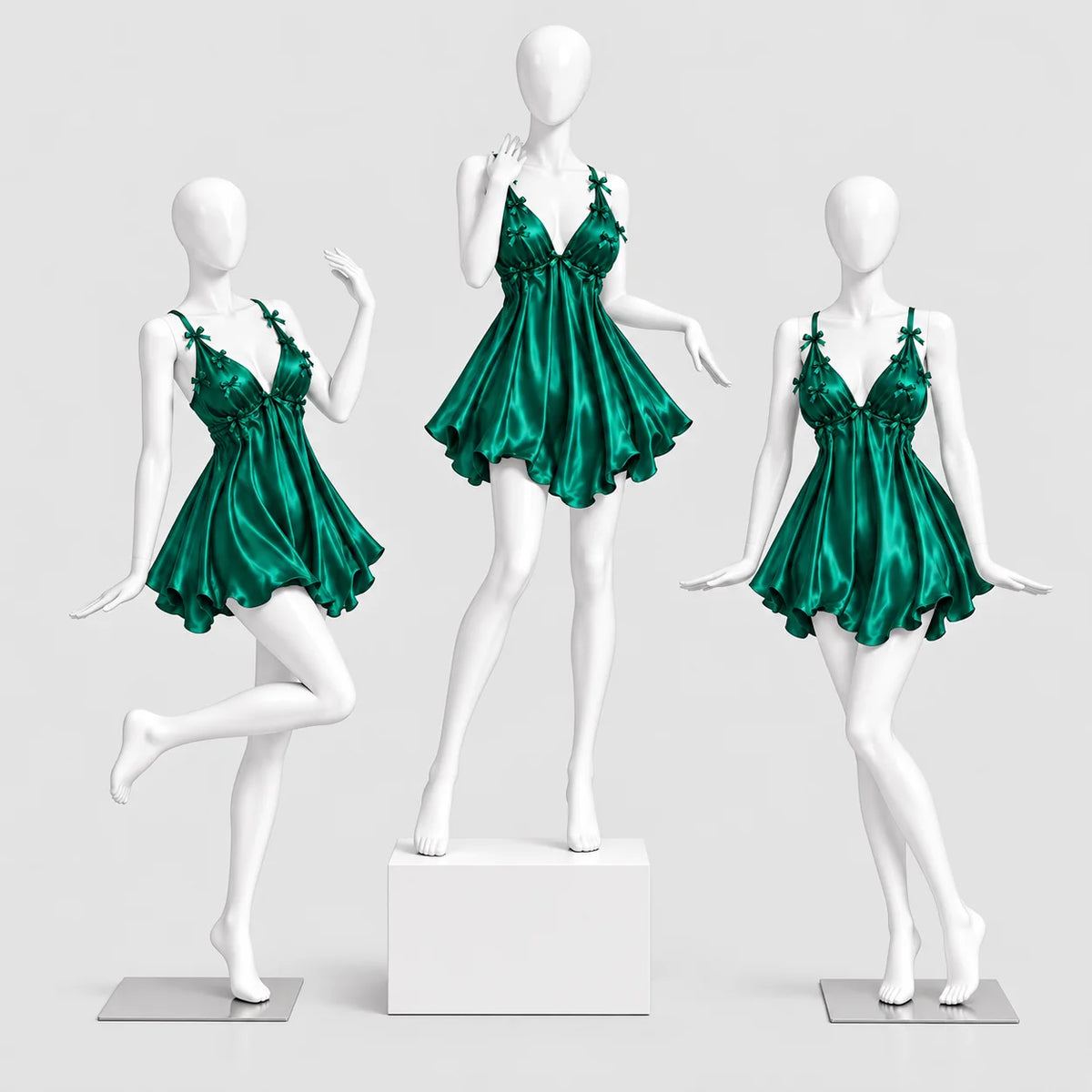 Bow Detail Satin Slip Dress
