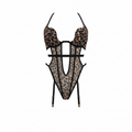 Leopard Print Strappy Bodysuit with Garter