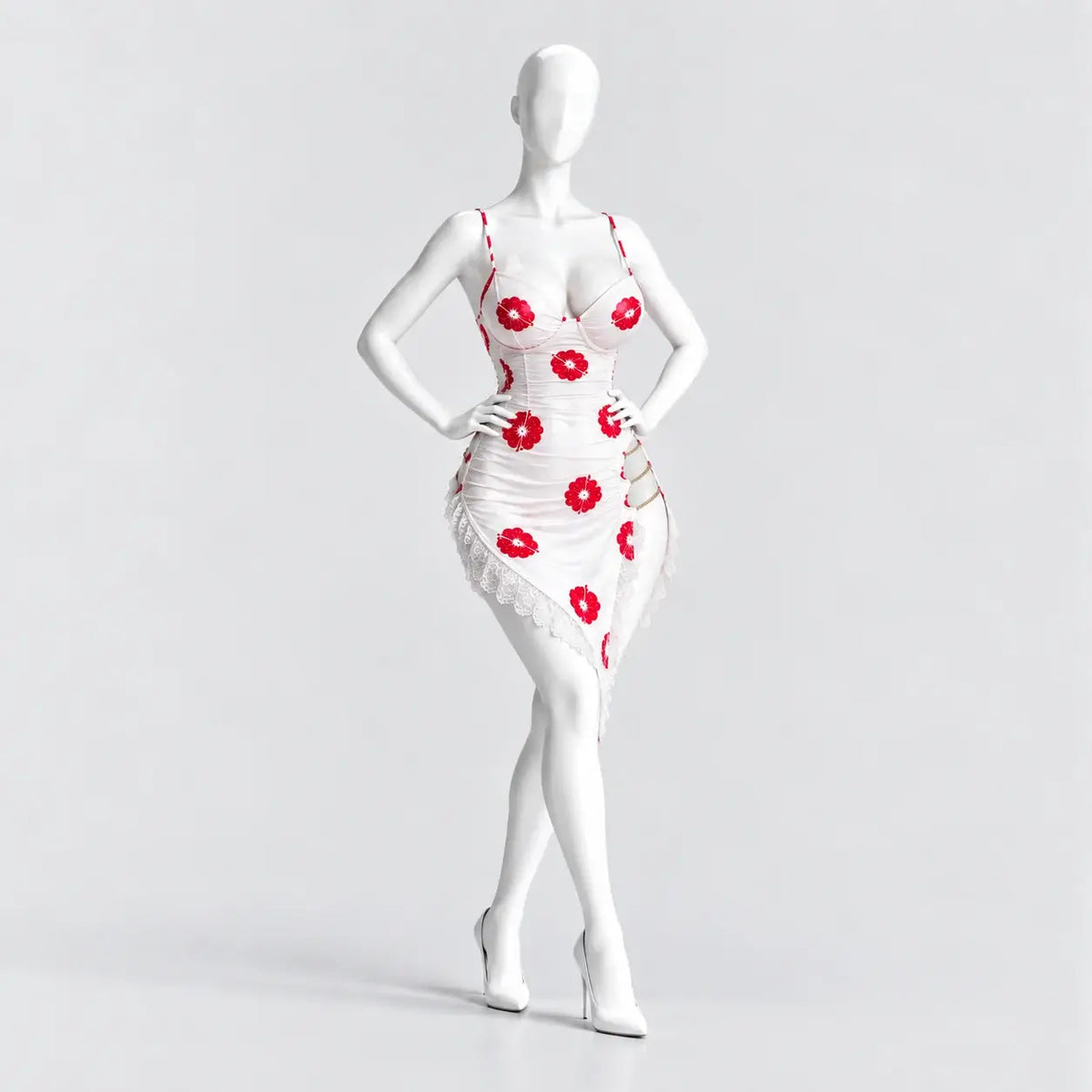 Kiss Print Lace Cut-Out Chemise