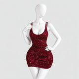 Glitter mini dress with a lace butterfly back

