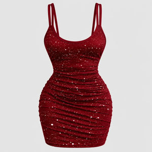 Glitter mini dress with a lace butterfly back
