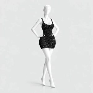 Glitter mini dress with a lace butterfly back
