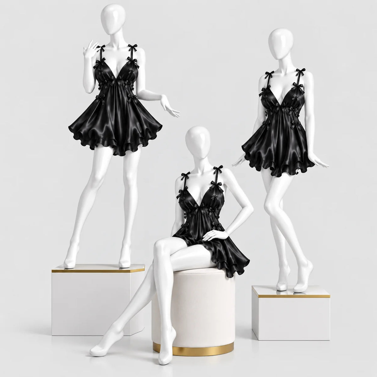 Bow Detail Satin Slip Dress