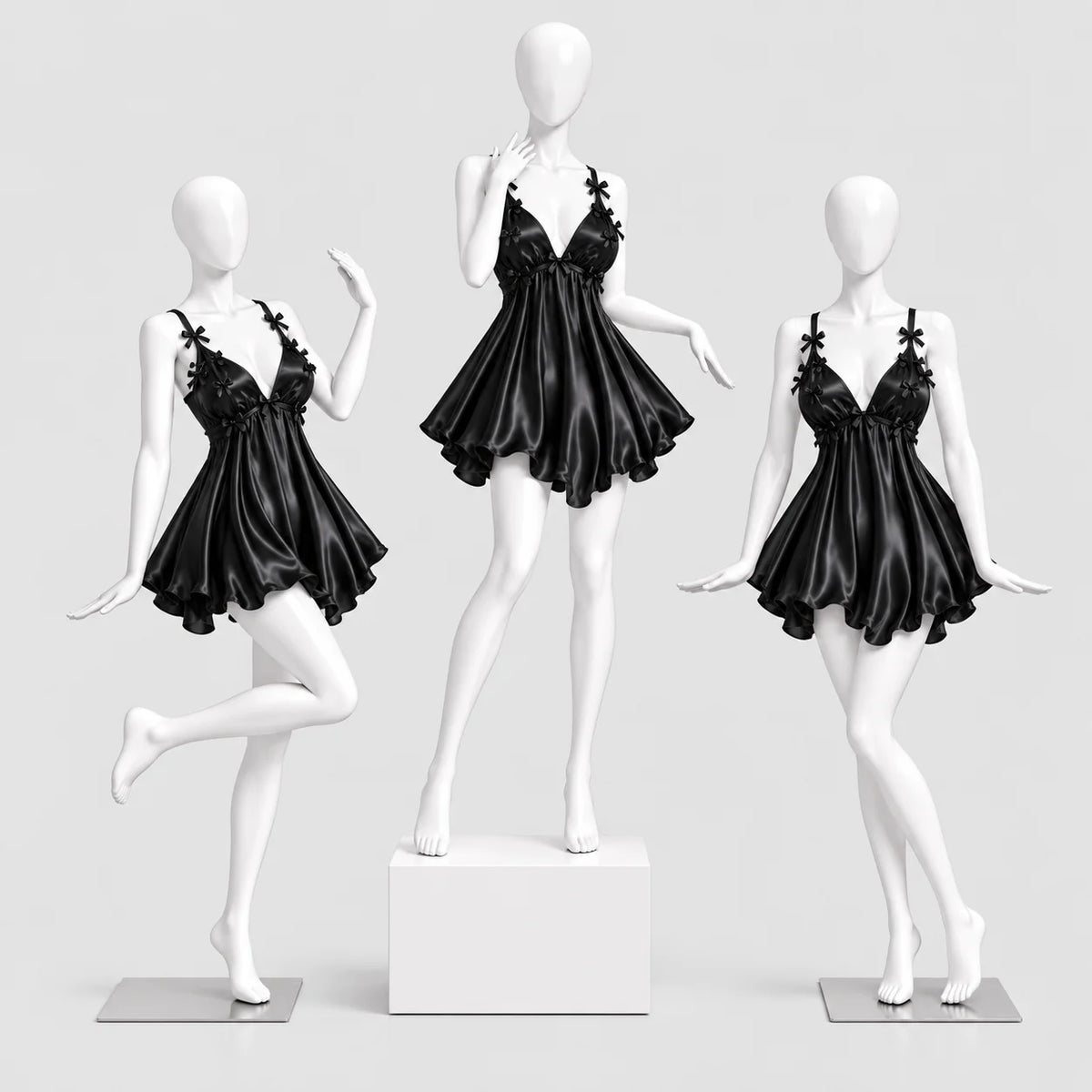 Bow Detail Satin Slip Dress