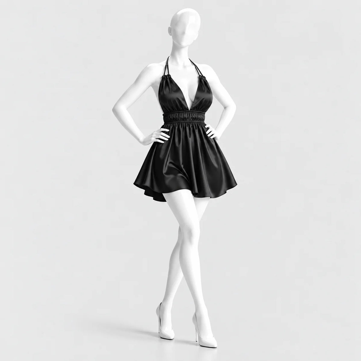 Satin Halter Mini Dress