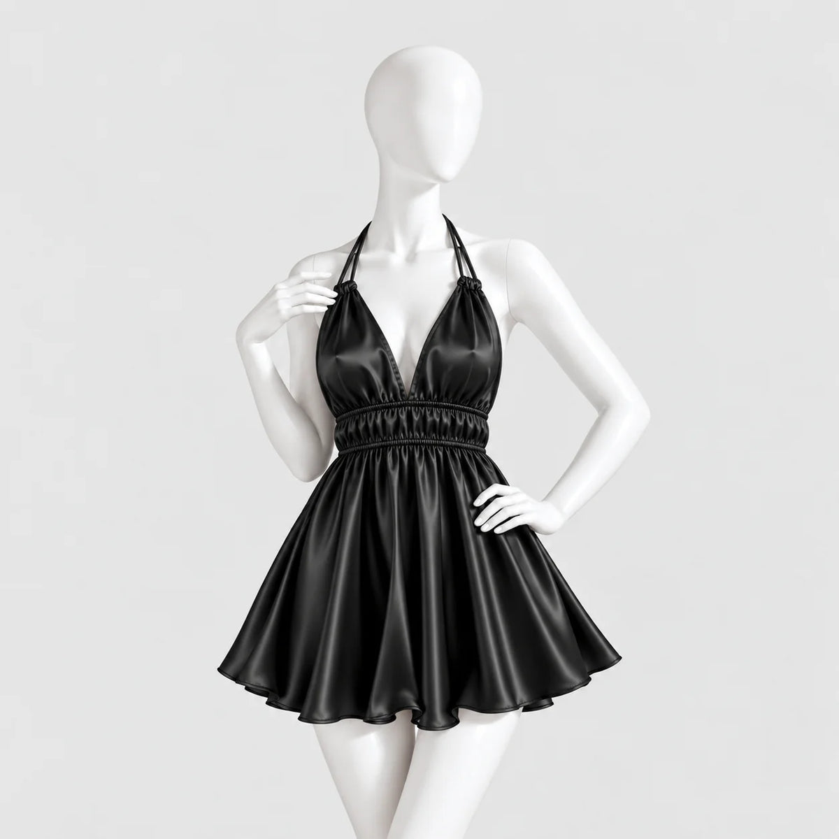Satin Halter Mini Dress