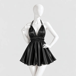 Satin Halter Mini Dress