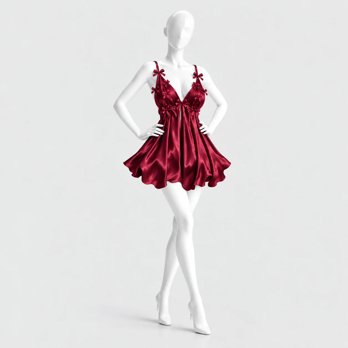 Bow Detail Satin Slip Dress