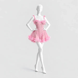 Floral Mesh Babydoll with Tie Straps