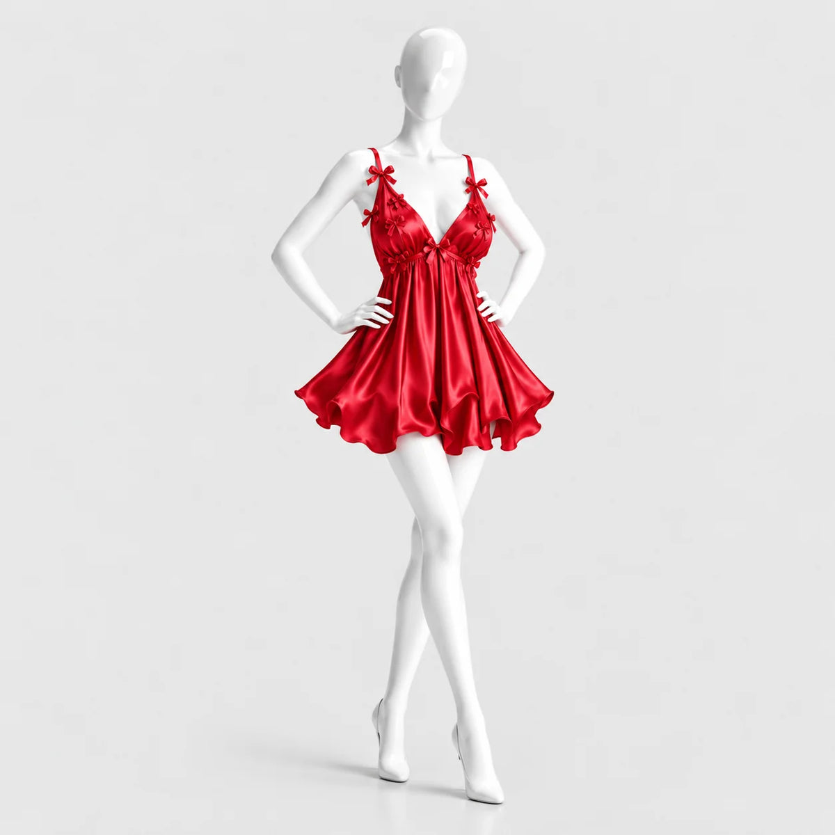 Bow Detail Satin Slip Dress