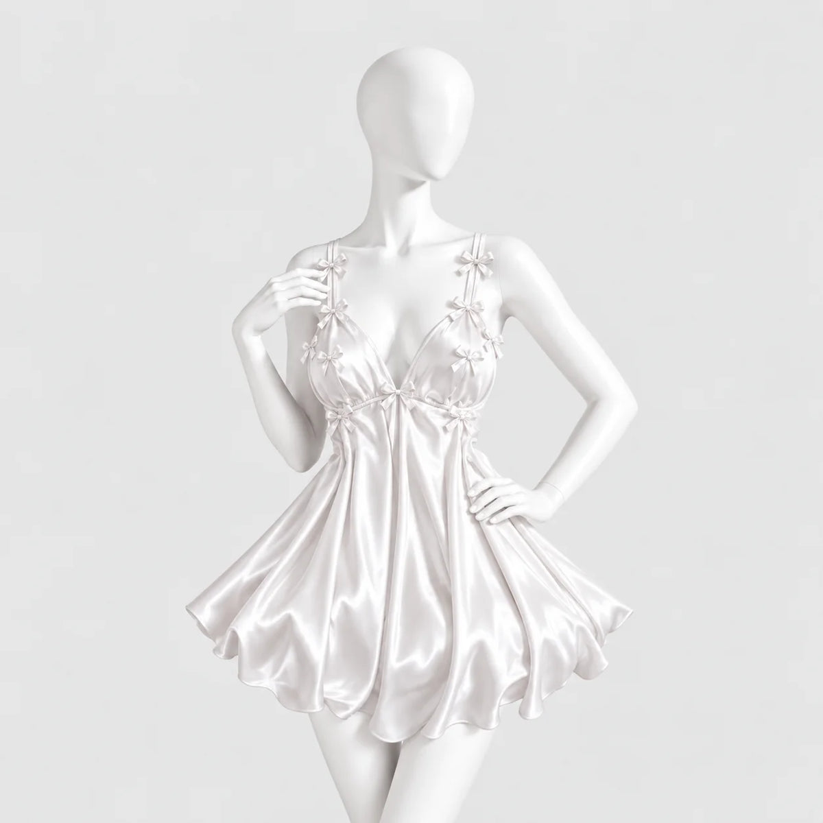 Bow Detail Satin Slip Dress