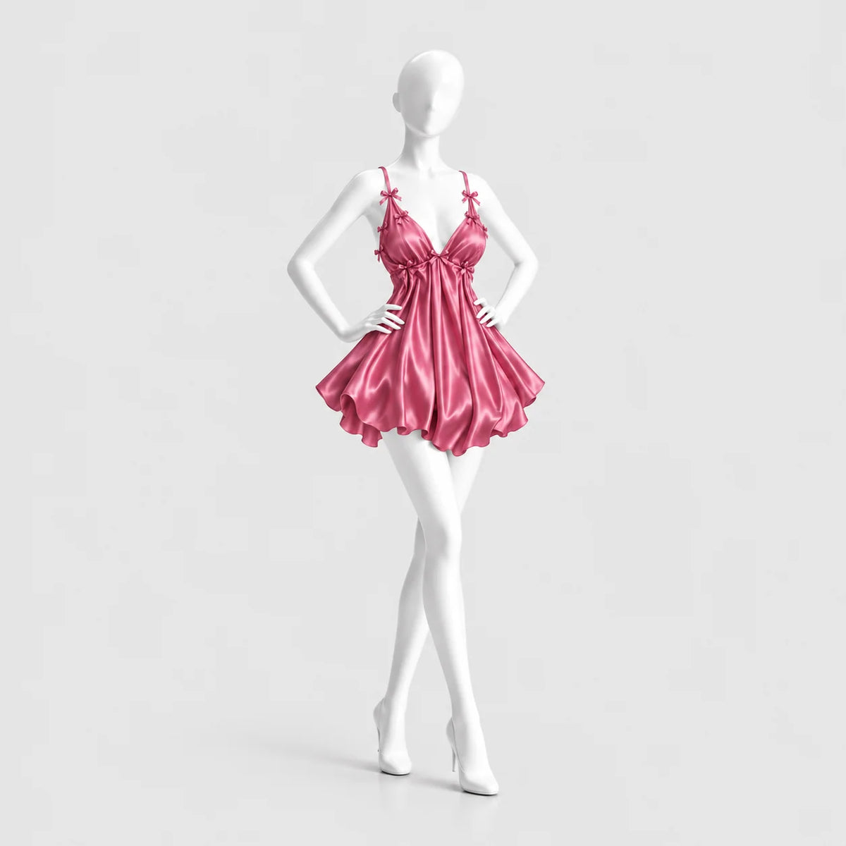 Bow Detail Satin Slip Dress