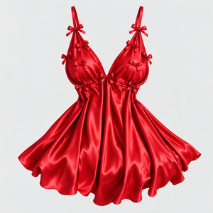 Bow Detail Satin Slip Dress