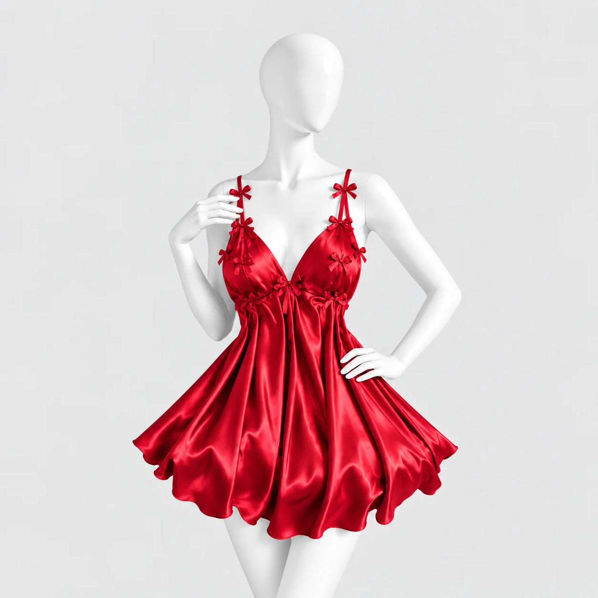 Bow Detail Satin Slip Dress