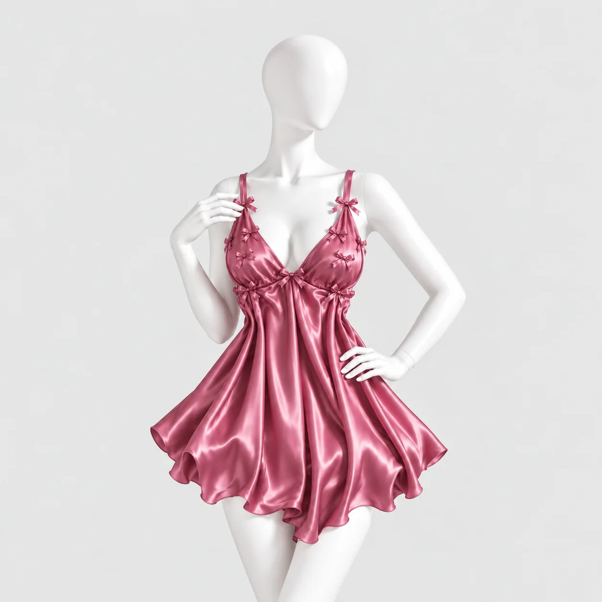 Bow Detail Satin Slip Dress